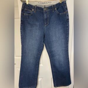 Women Sz 14 LANDS END Original Fit Classic Boot Leg Denim Jeans high rise mom